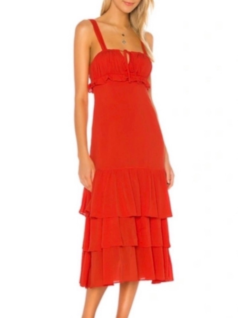 Revolve X Privacy Please Lucille Tiered Midi Dress Size Xs